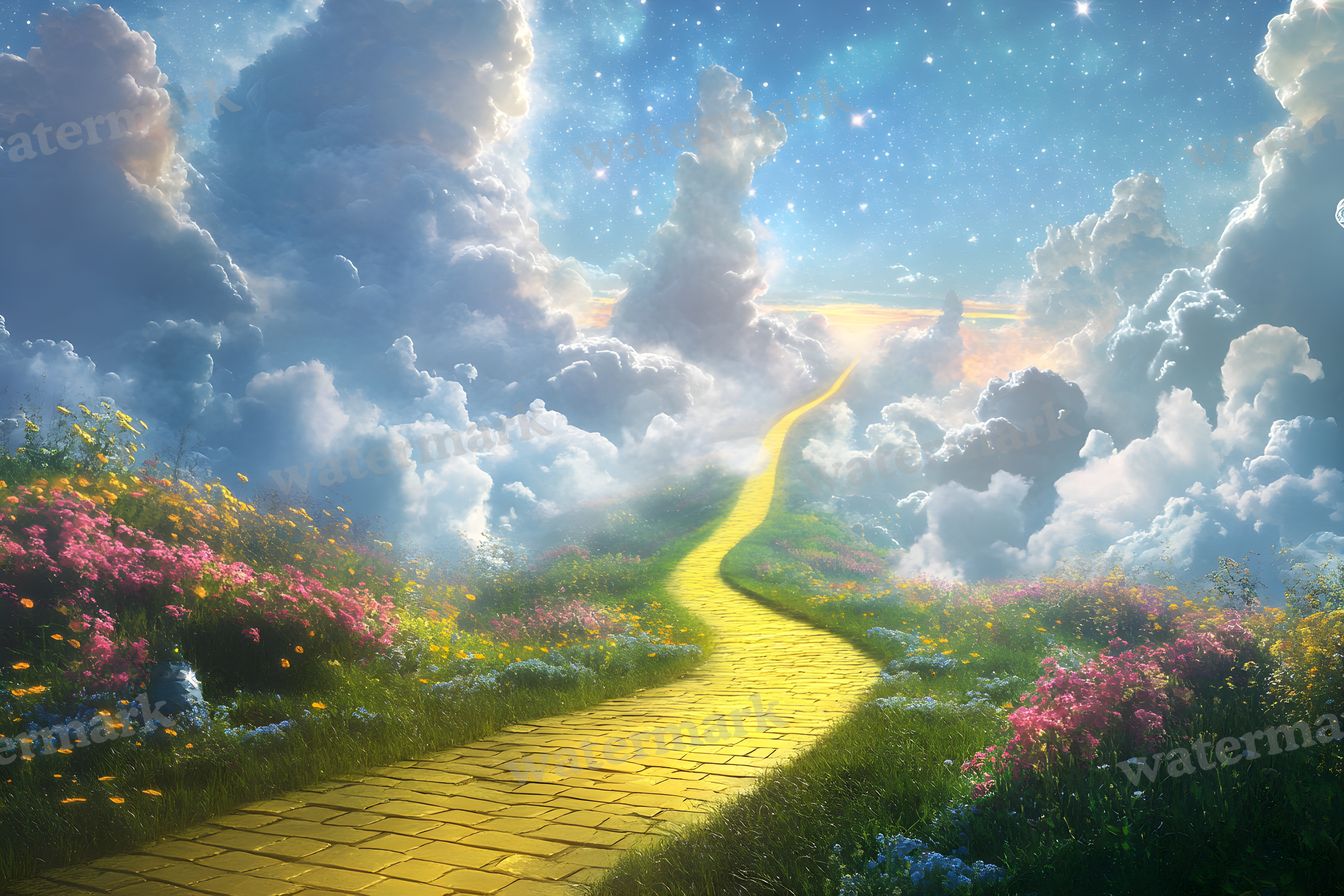 Wizard Of Oz Dreamscape With Floating Yellow Brick Road Backdrop Images