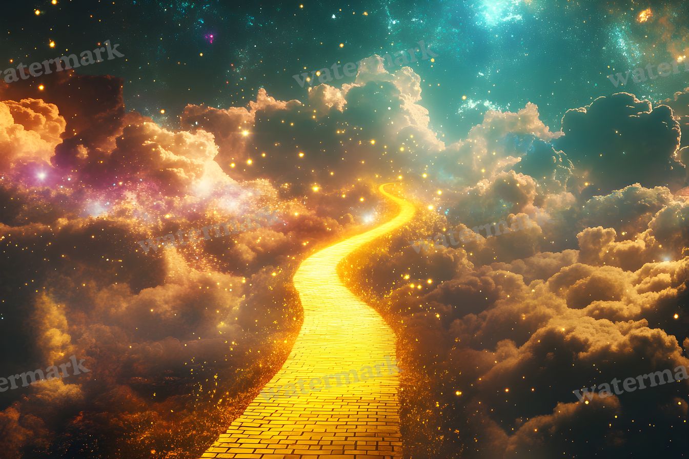 Wizard Of Oz Dreamscape With Floating Yellow Brick Road Backdrop Images