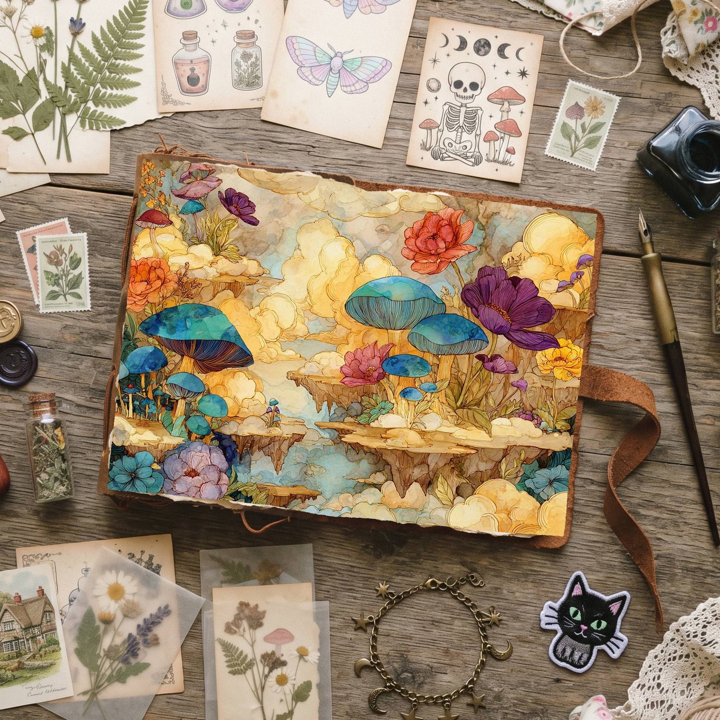 Wonderland Mushrooms Whimsical Digital Papers