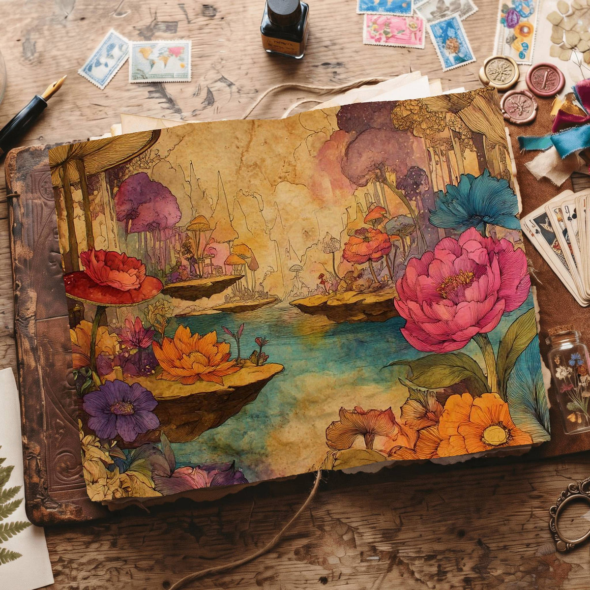 Wonderland Whimsical Landscape Digital Papers