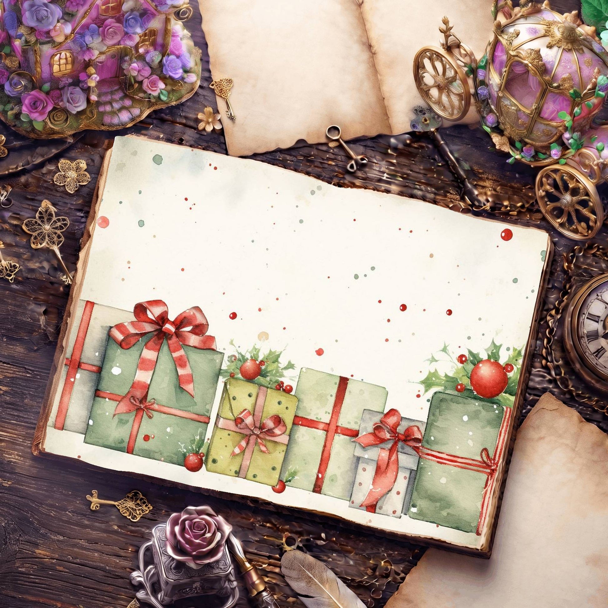 Wrapped Christmas Gifts Digital Papers