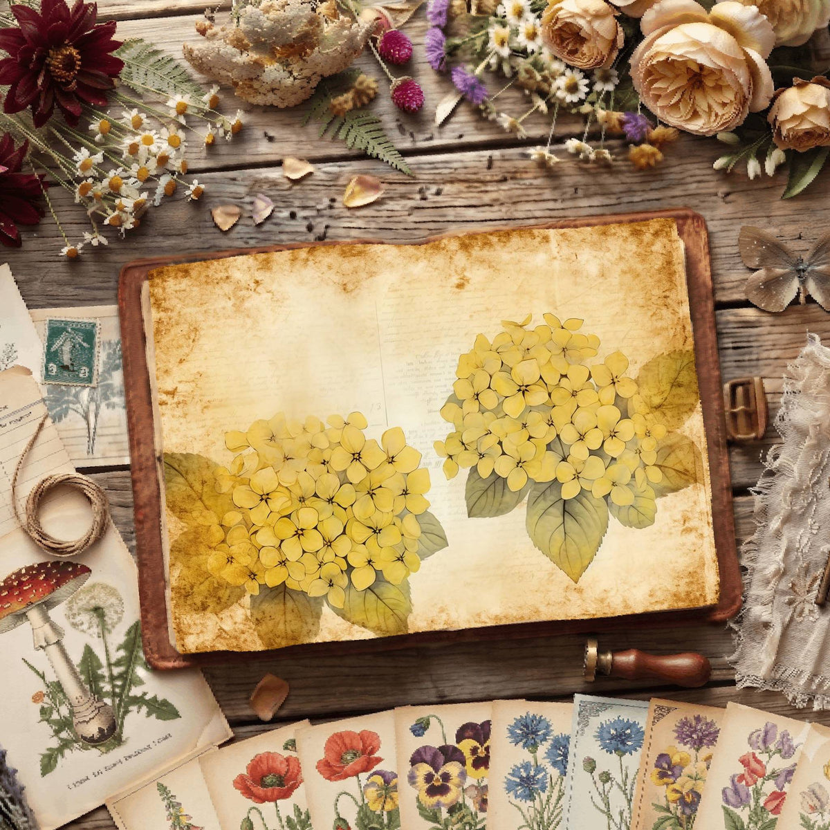 Yellow Hydrangea Digital Papers
