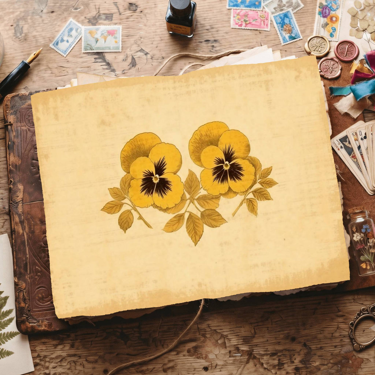 Yellow Pansies Digital Papers