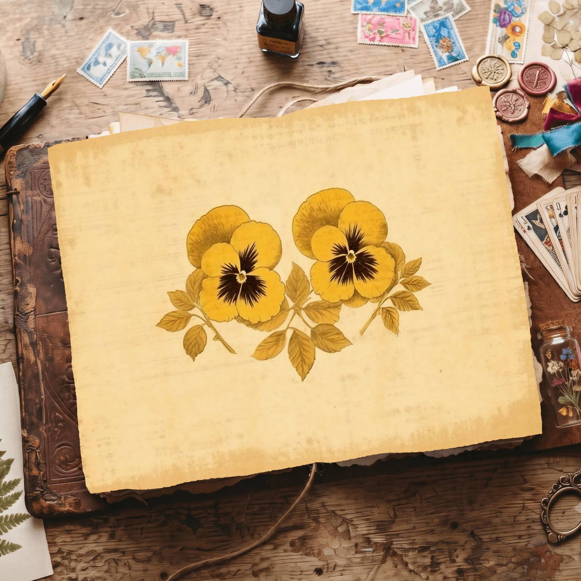 Yellow Pansies Digital Papers