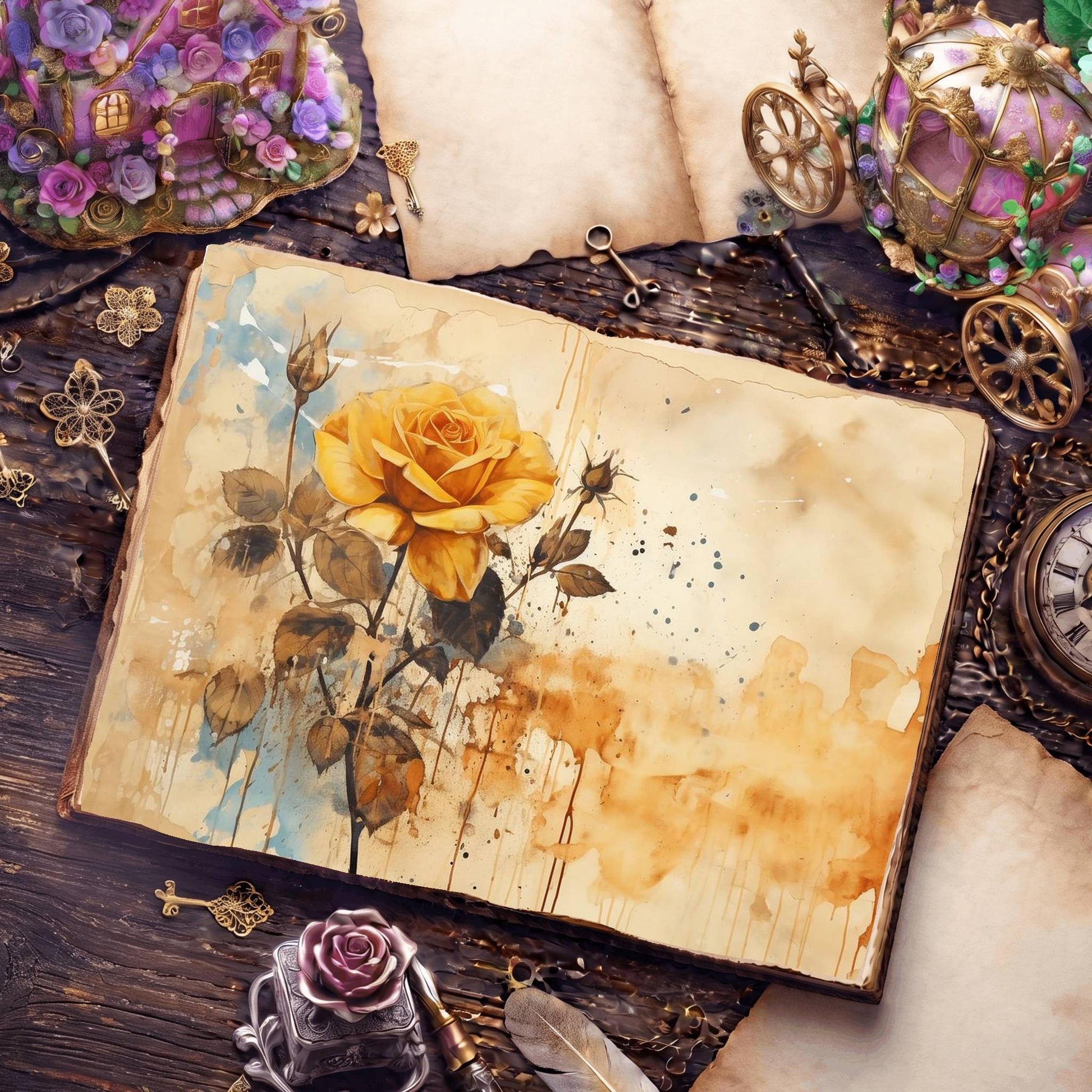 Yellow Roses Digital Papers