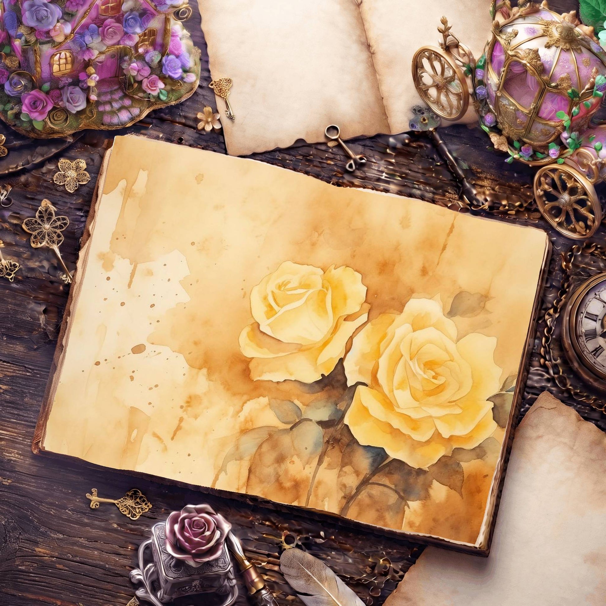 Yellow Roses Digital Papers