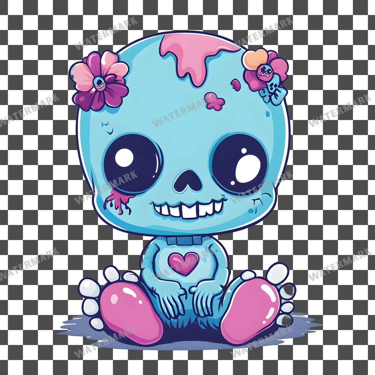 Zombie Kawaii Style Clipart Pngs