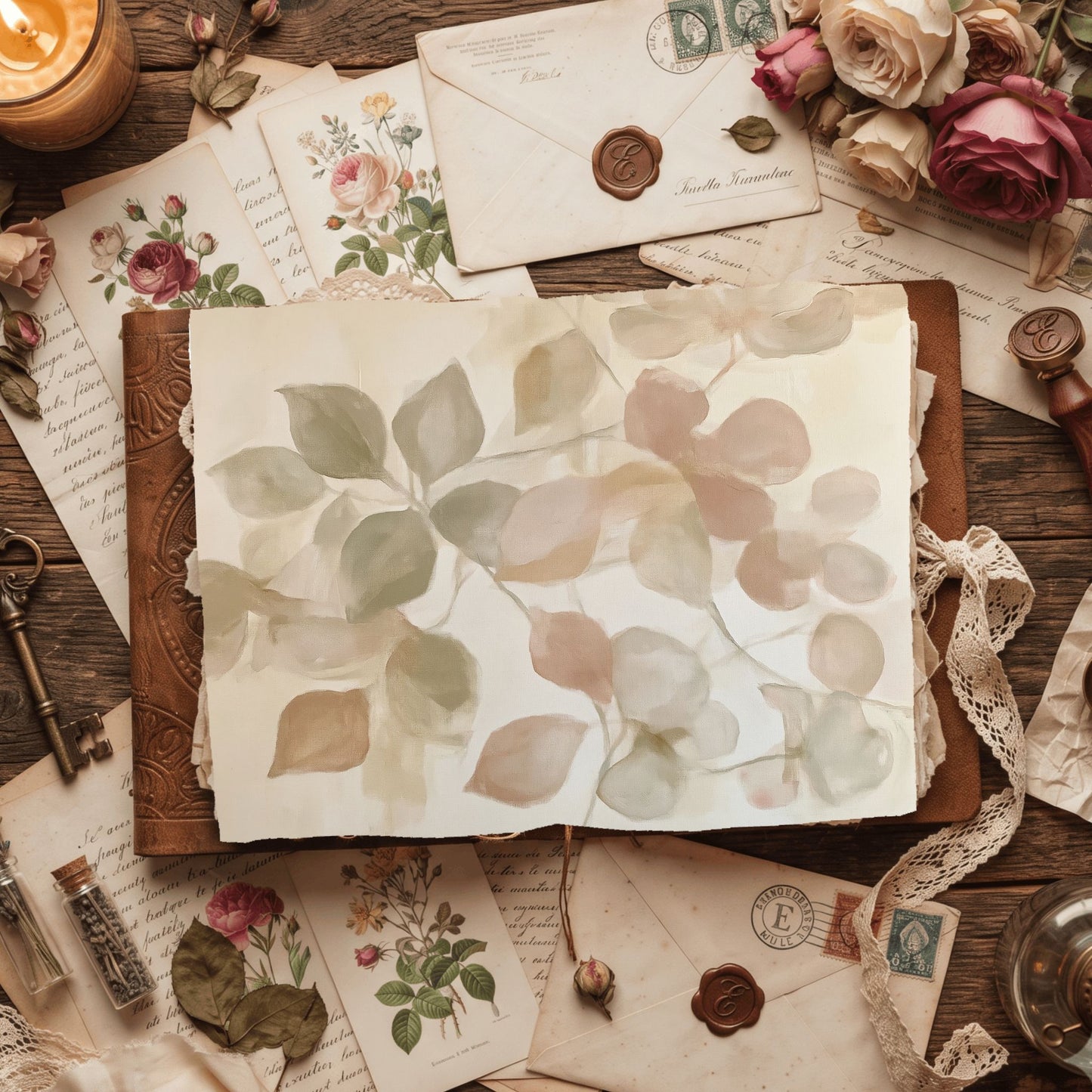 Abstract Botanical Leaves Painting