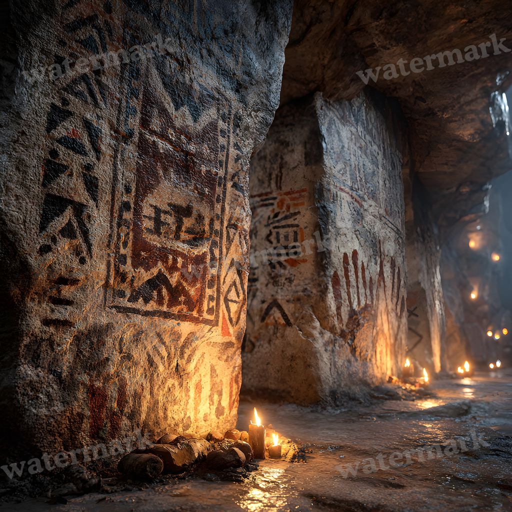 Ancient Burger Deity Cave Art Backdrop Images