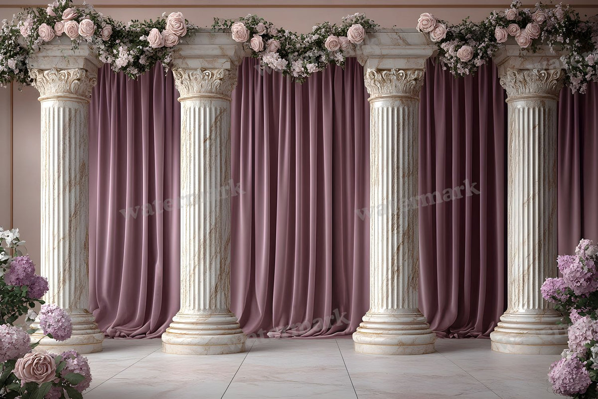 Baroque Marble Columns digital photo backdrop for photo editing, preview 7