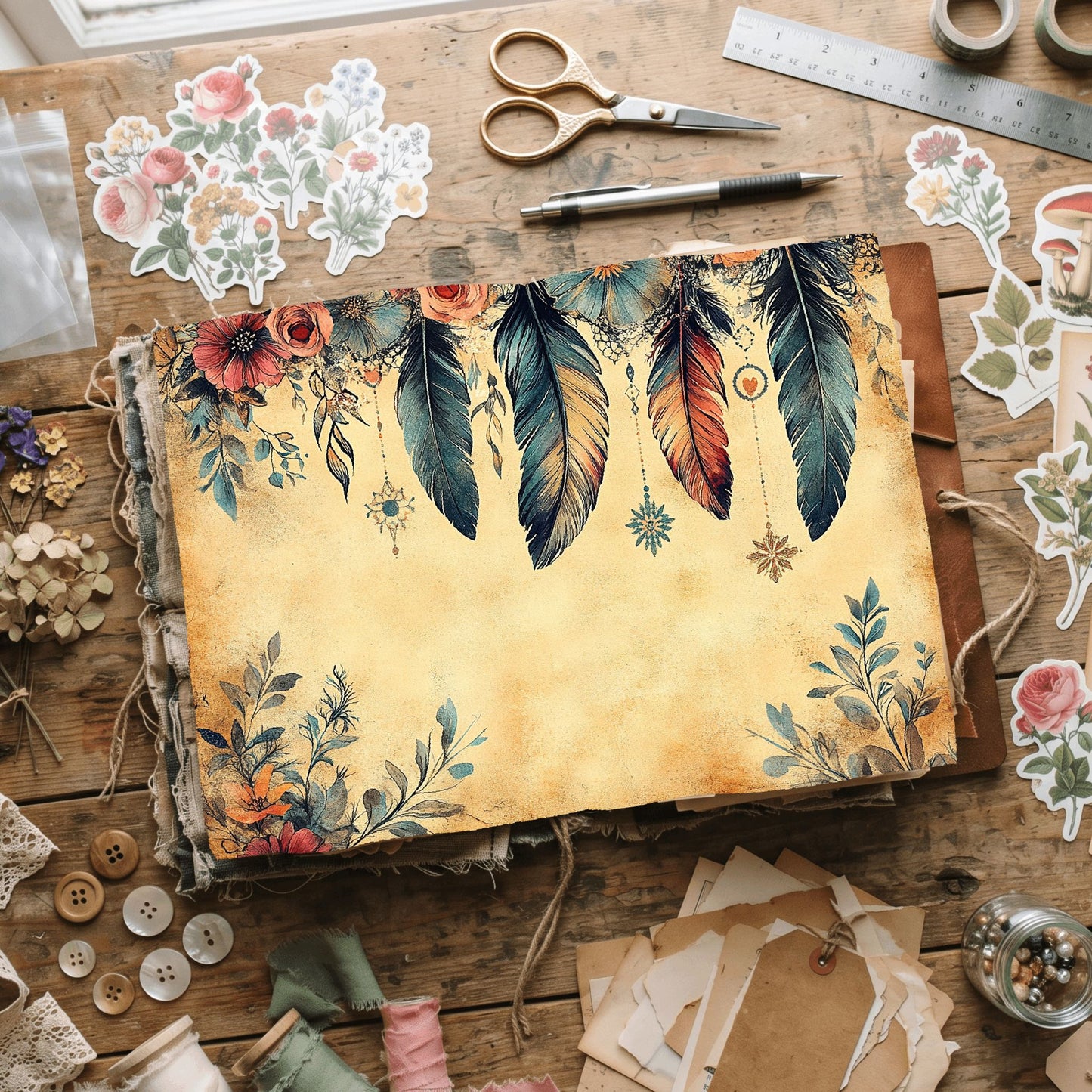 Dreamy Aged Vintage Printable Paper