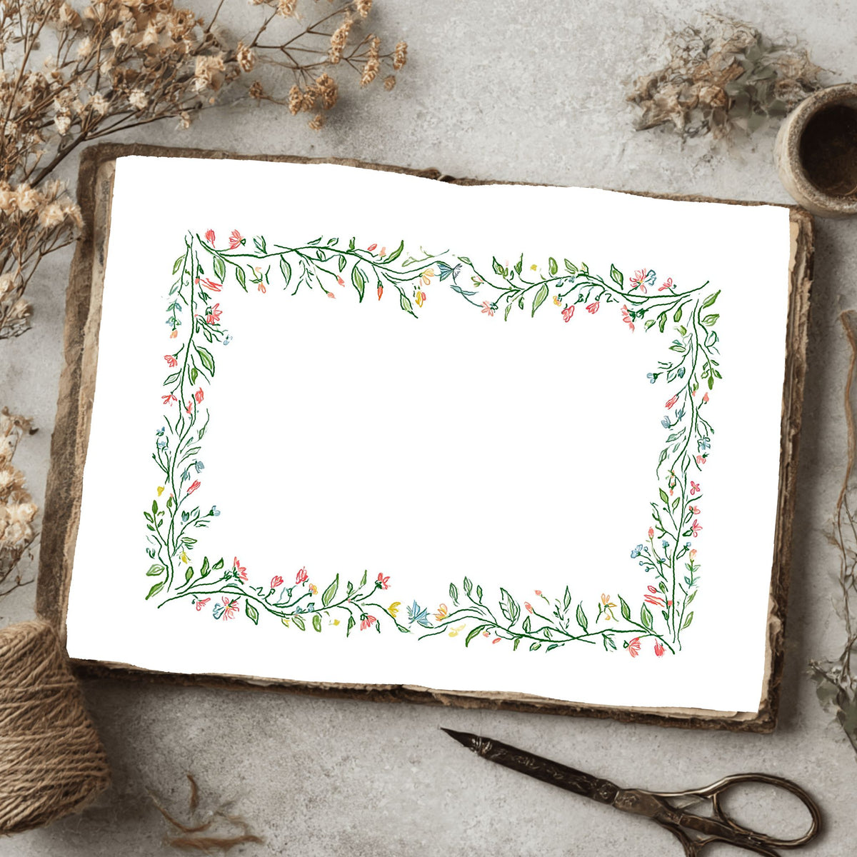 Folk Art Watercolor Floral Pattern