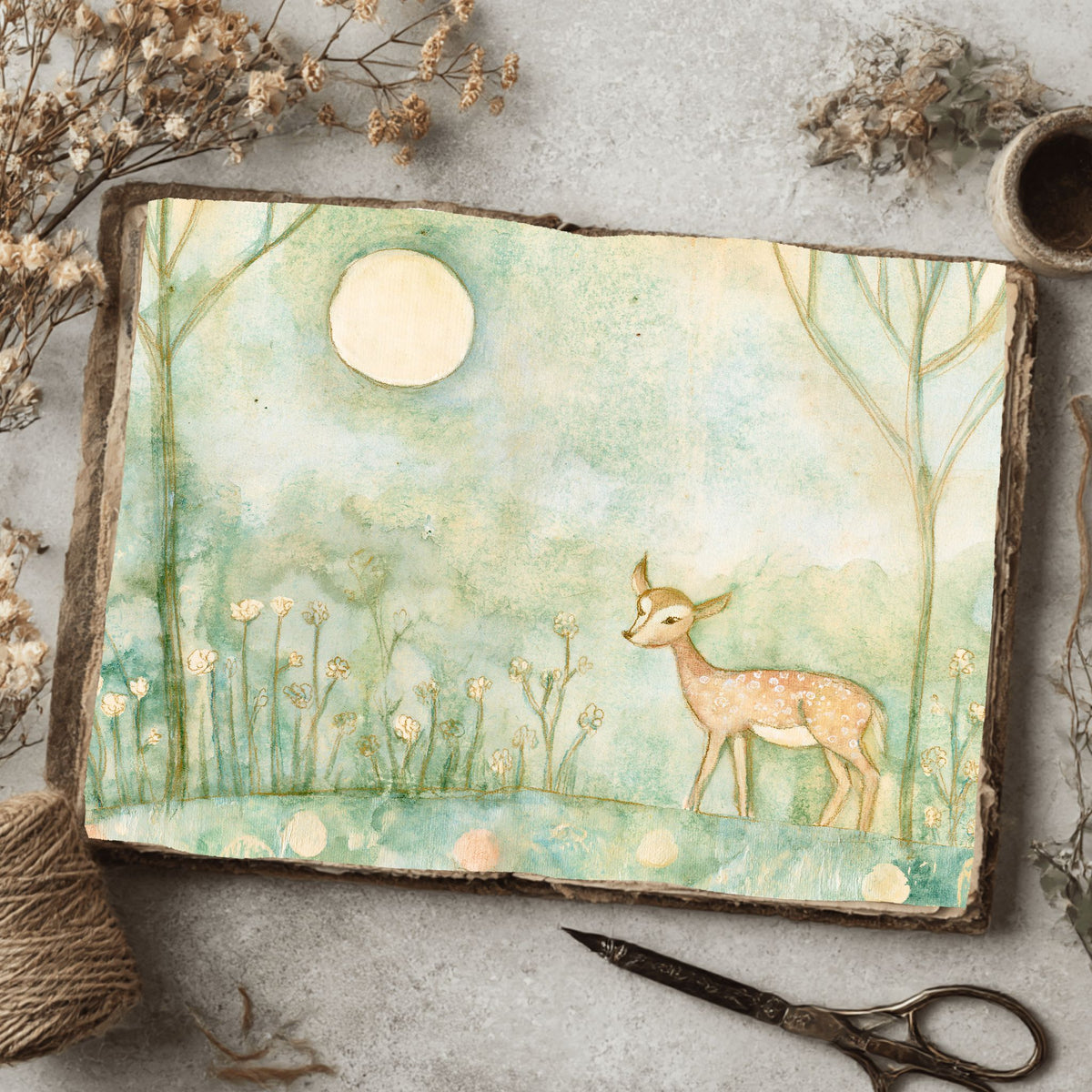 Gentle Woodland Fawn Watercolor