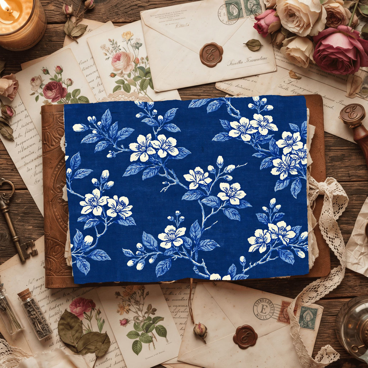 Indigo Floral Textile Pattern