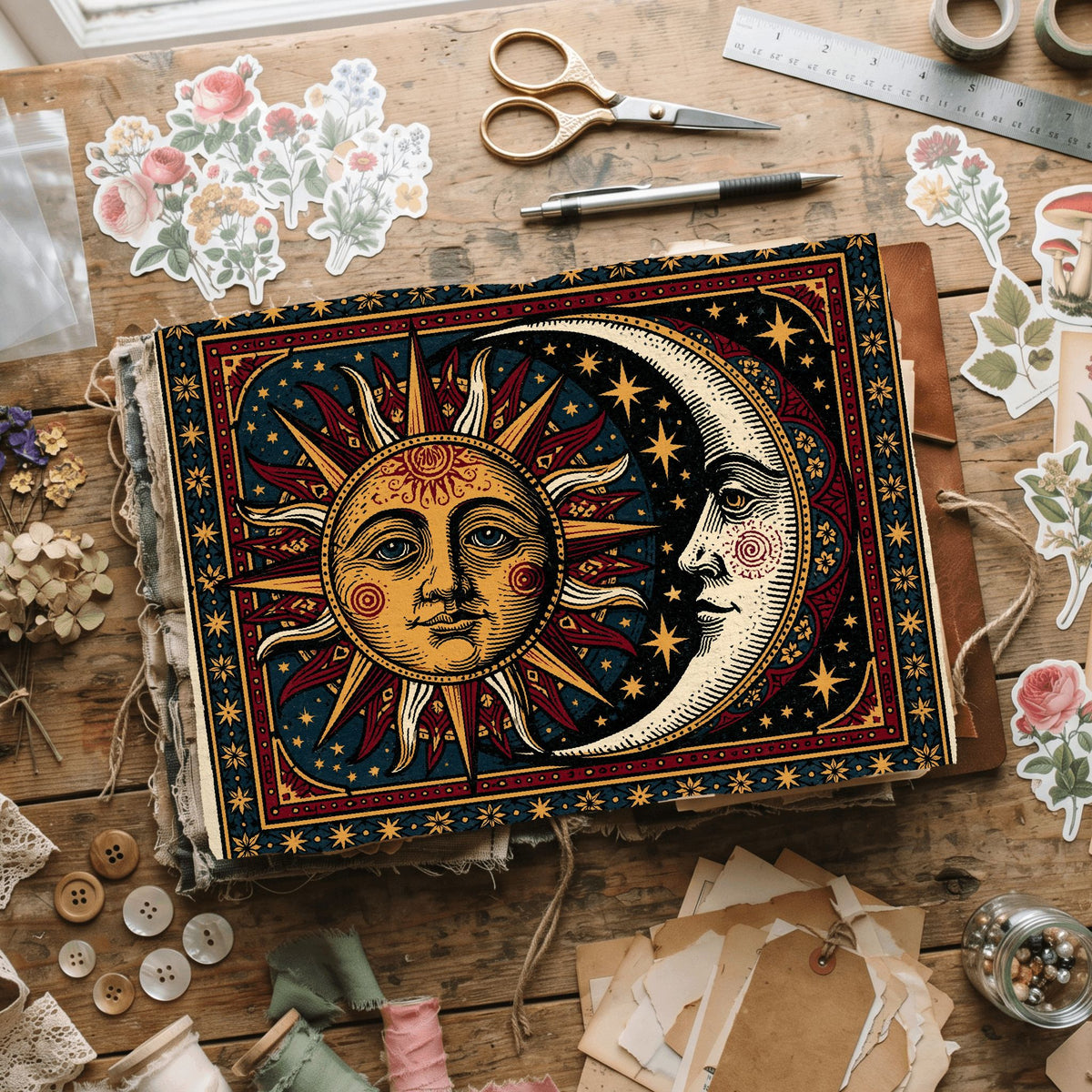 Medieval Celestial Sun & Moon