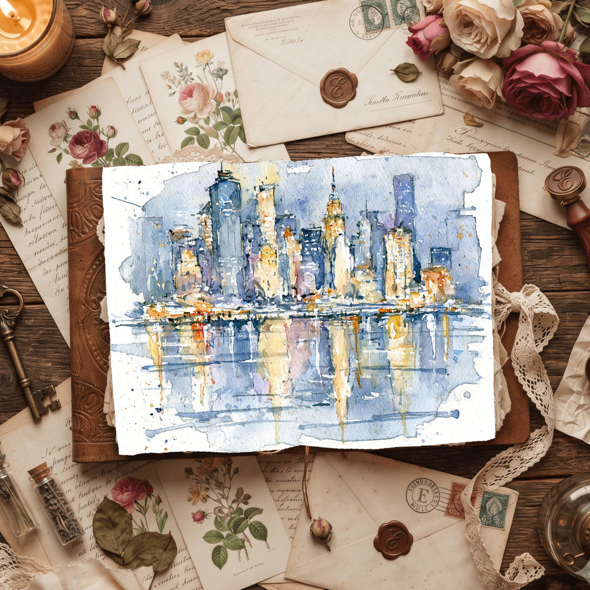 Minimalist Japanese New York Watercolor