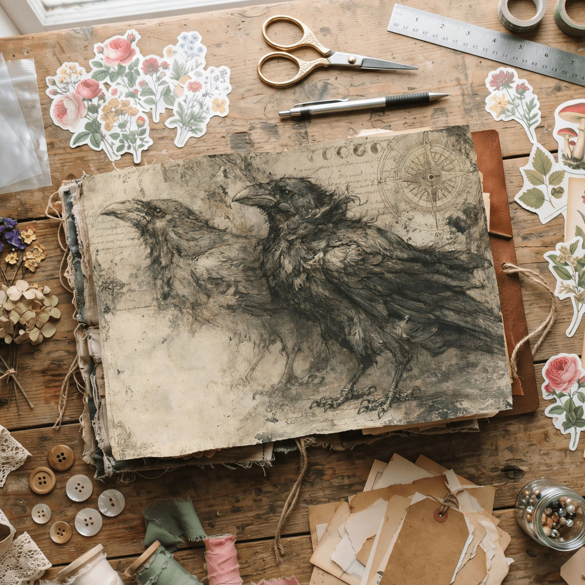 Mysterious Raven Journal Paper