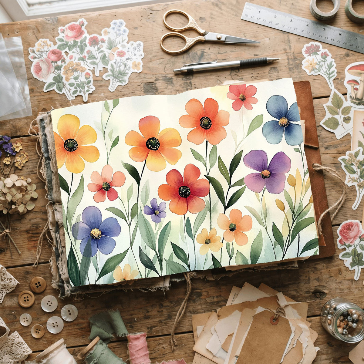 Pastel Botanical Floral Bloom Paper
