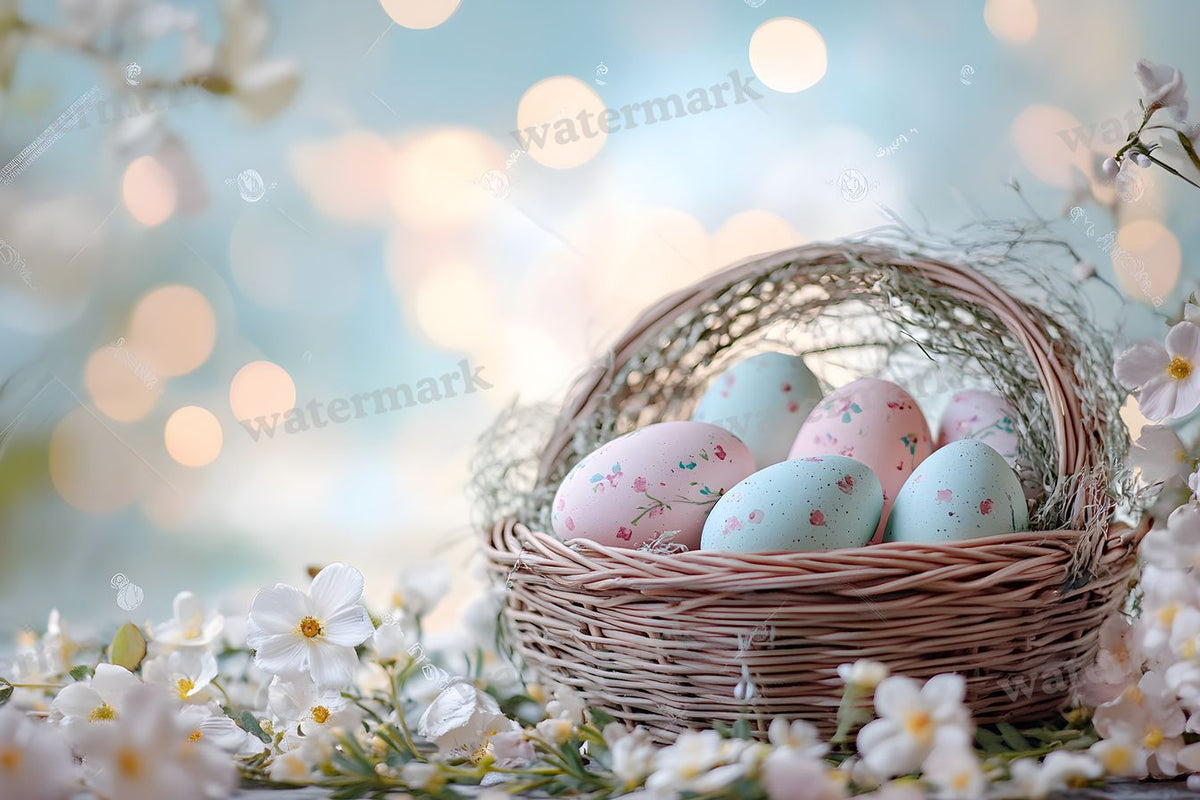 Pastel Easter Basket Backdrop Images