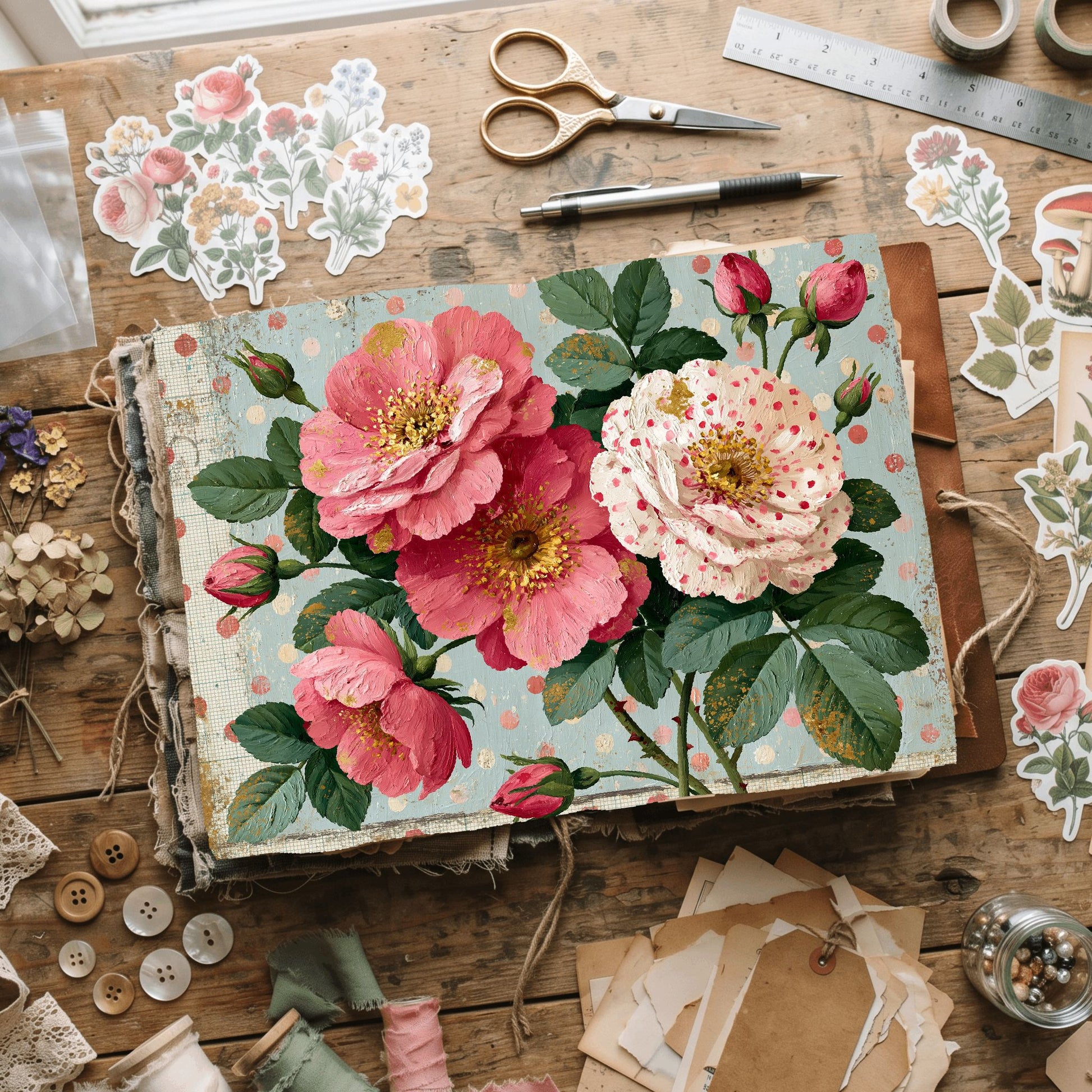 Pink & Gold Shabby Chic Journal Paper