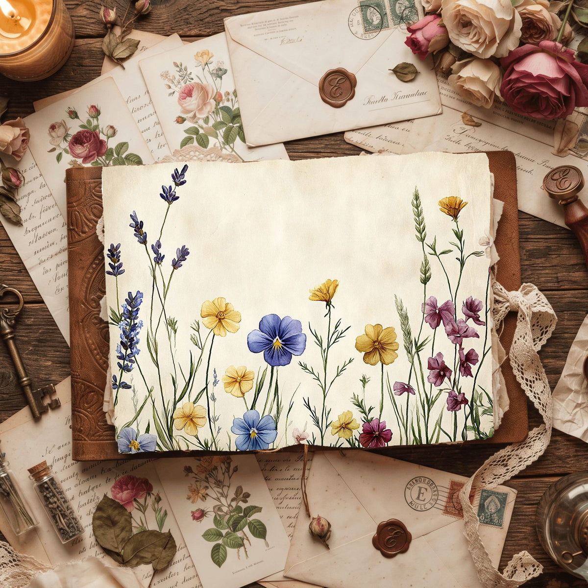 Pressed Wildflower Stationery Paper