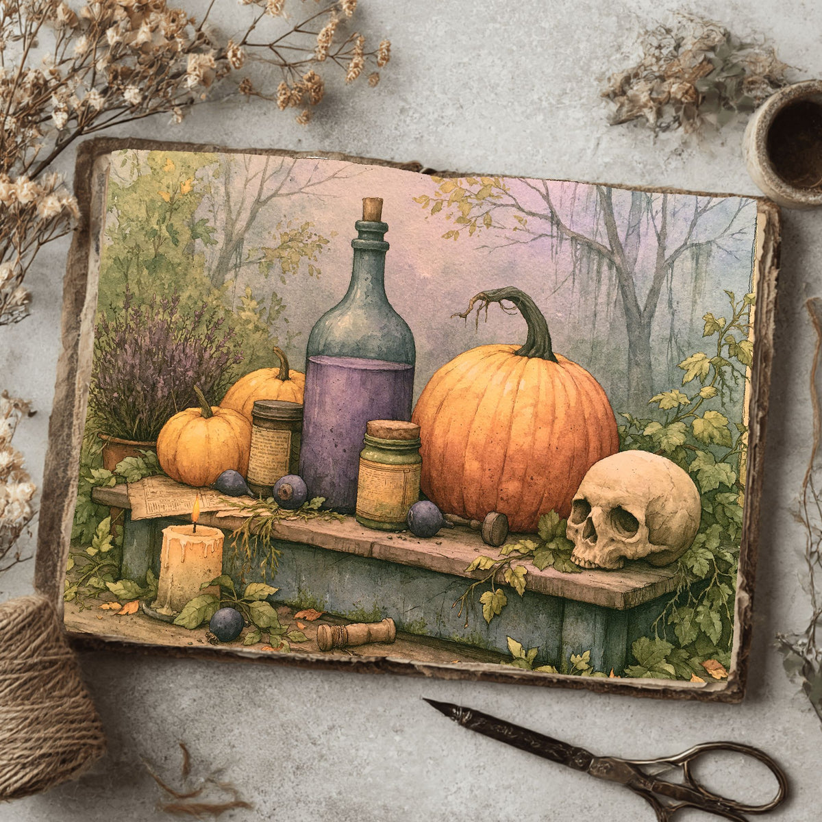 Purple Halloween Watercolor Art