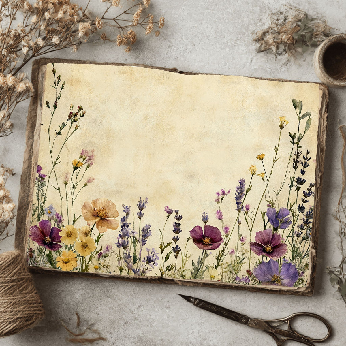 Purple Wildflower Corner Stationery