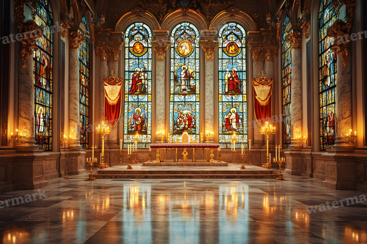 Royal Chapel Stained Glass digital photo backdrop for photo editing, preview 7