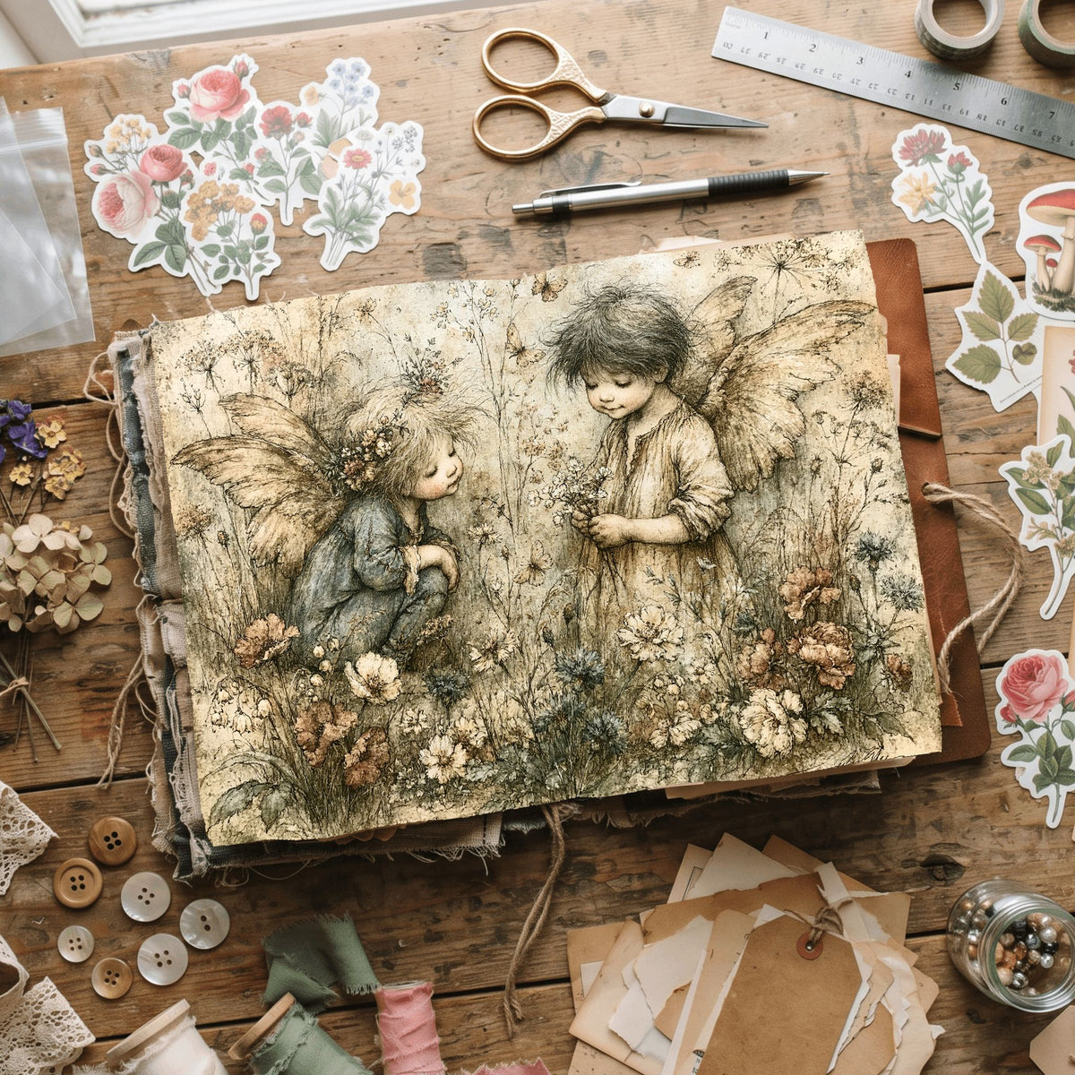 Rustic Angels & Wildflowers Journal Paper