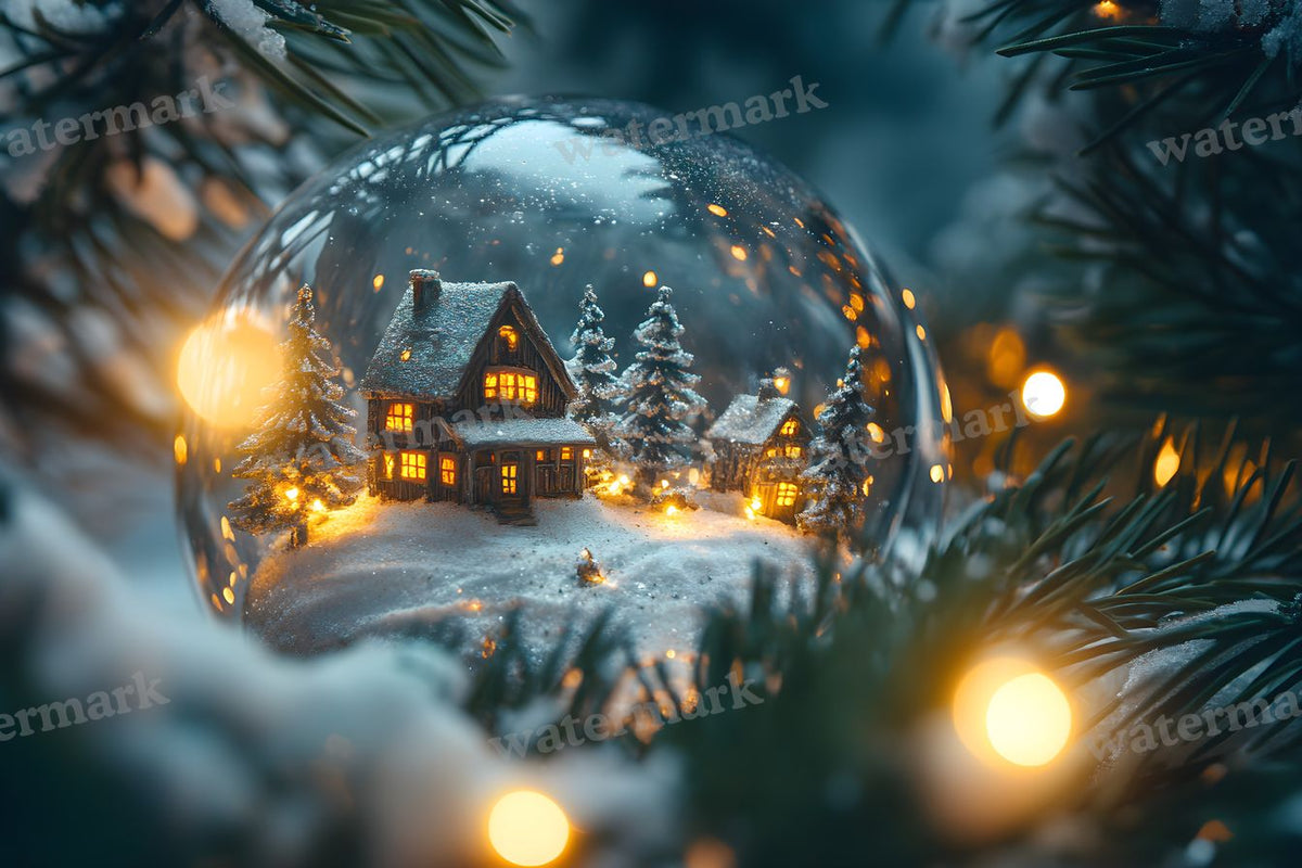 Snowy Snow Globe digital photo backdrop for photo editing, preview 7