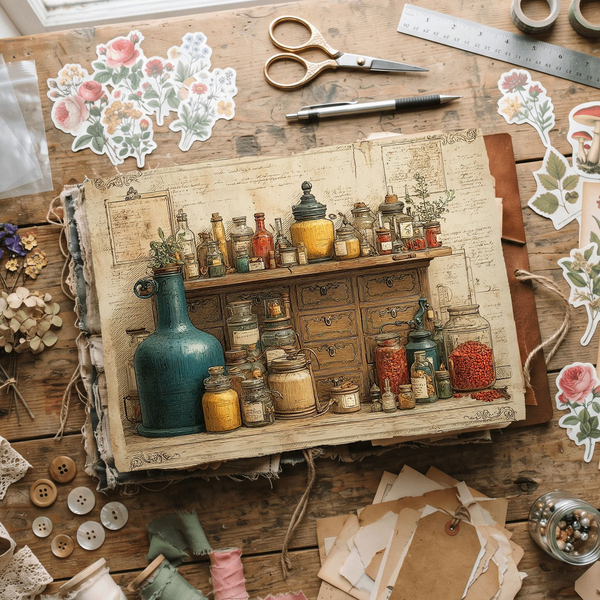 Steampunk Apothecary Journal Paper