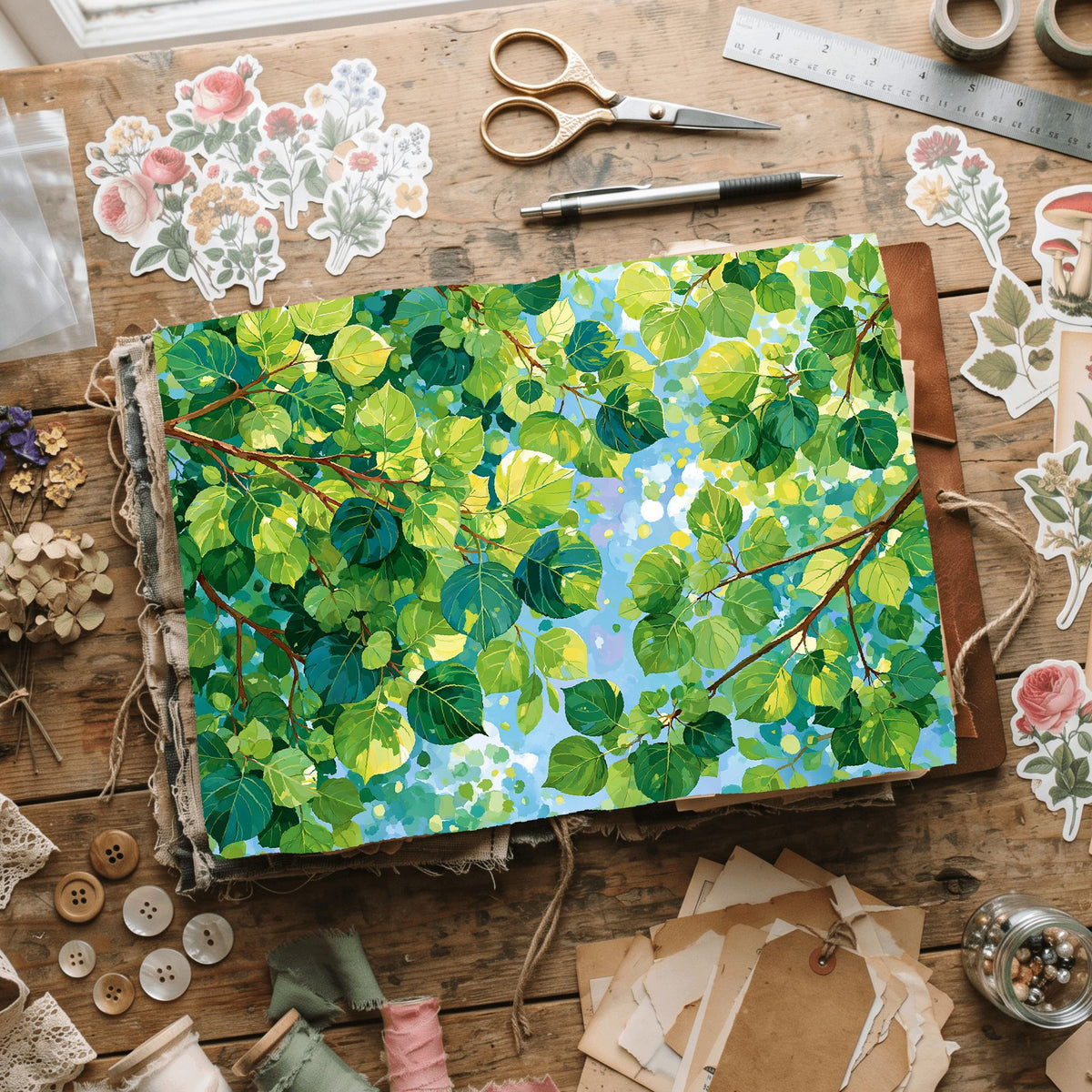 Sunlit Leaves Watercolor Texture