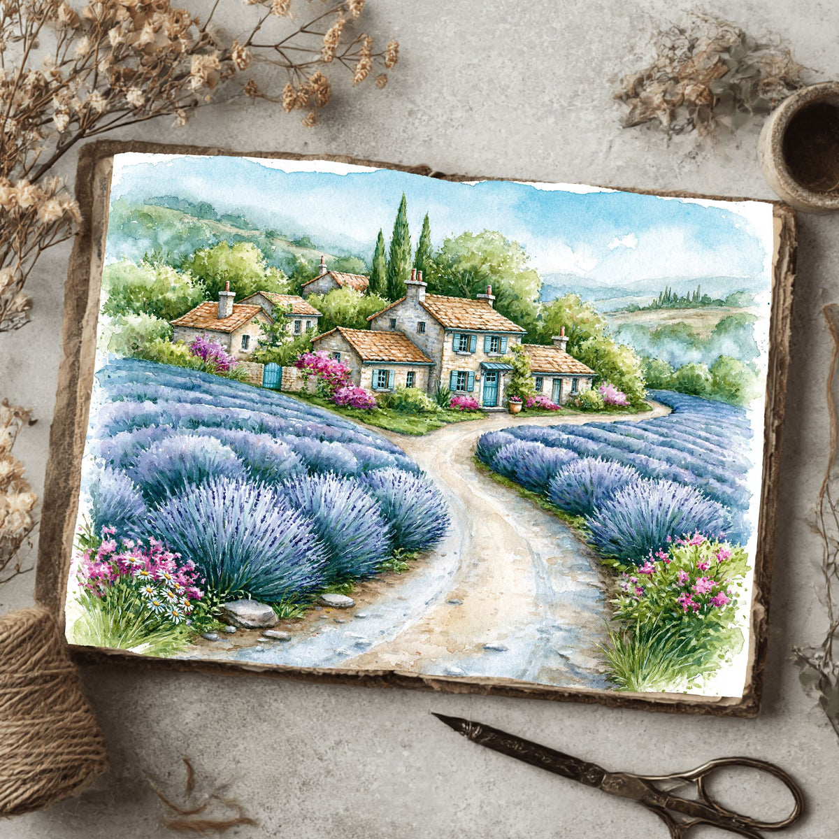 Traditional Watercolor Landscape