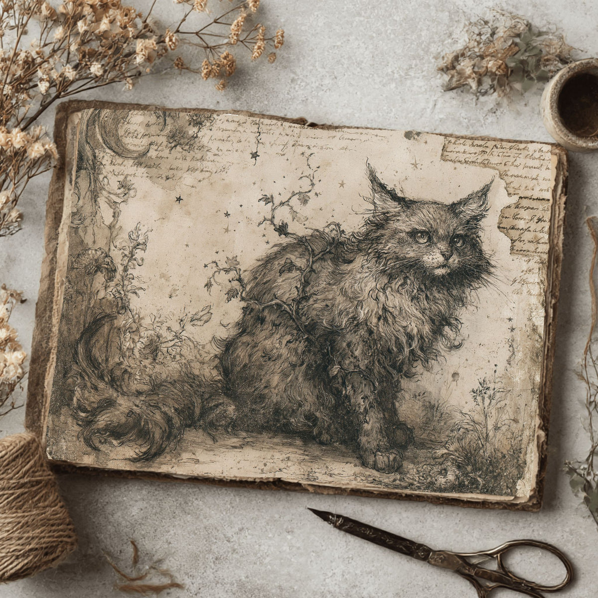 Vintage Black Cat Journal Paper