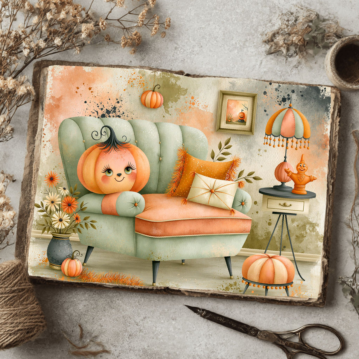 Vintage Halloween Ink & Gouache Art