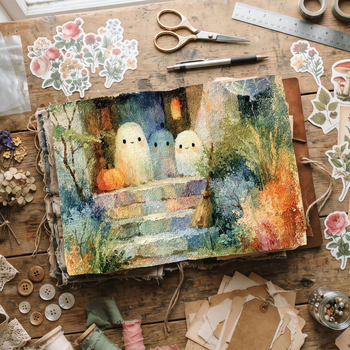 Vintage Halloween Oil Painting