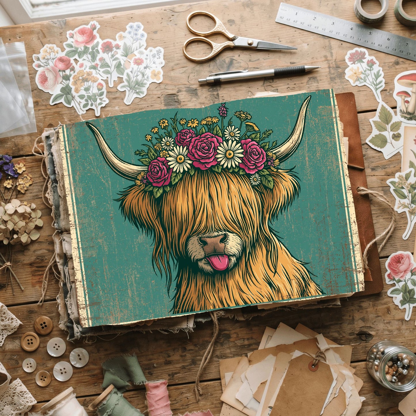 Vintage Highland Cow Tin Sign
