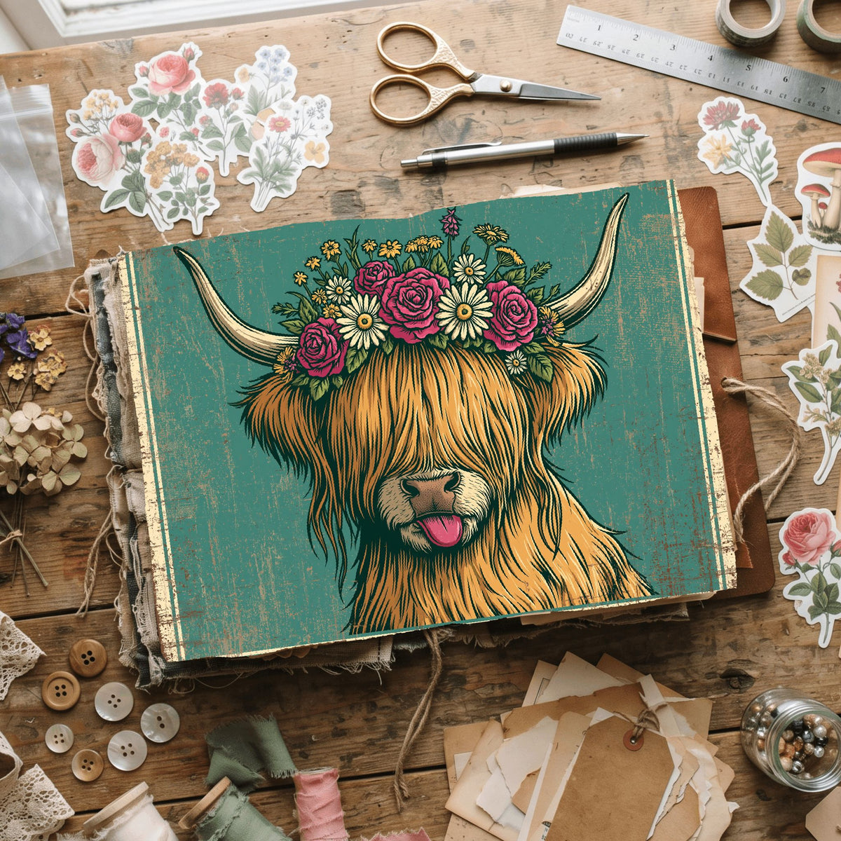 Vintage Highland Cow Tin Sign