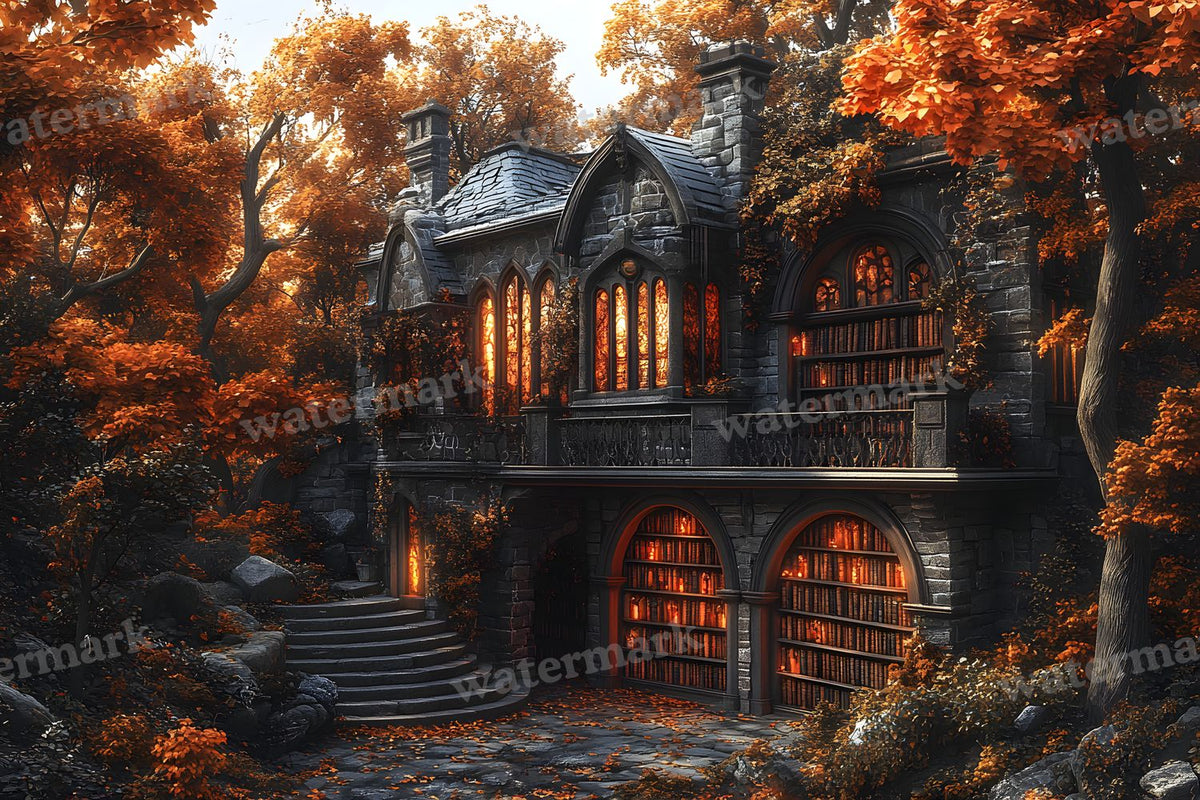 Whisper Library Forest digital photo backdrop for photo editing, preview 7
