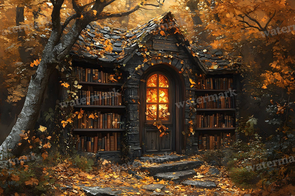 Whisper Library Forest digital photo backdrop for photo editing, preview 7