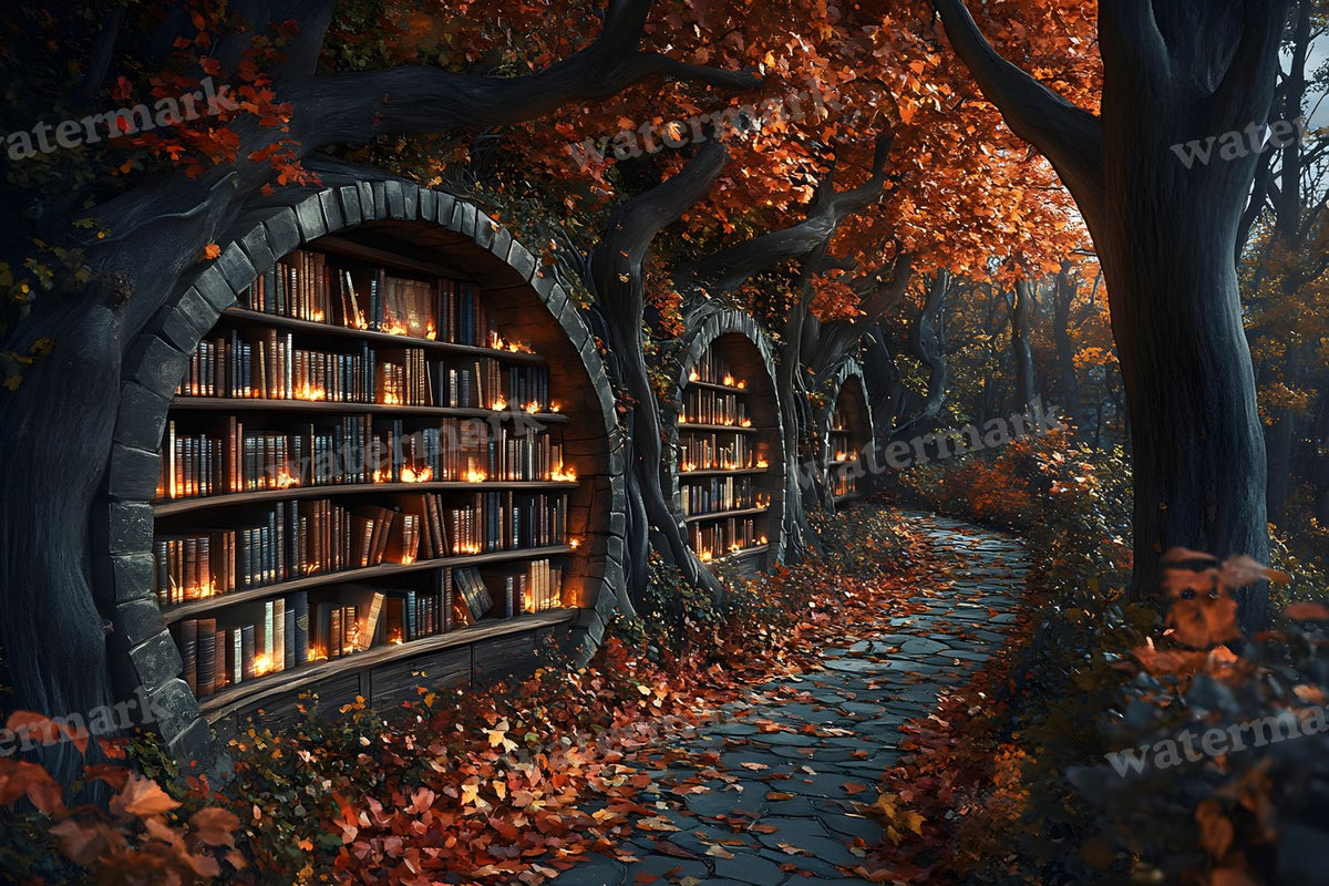 Whisper Library Forest digital photo backdrop for photo editing, preview 7