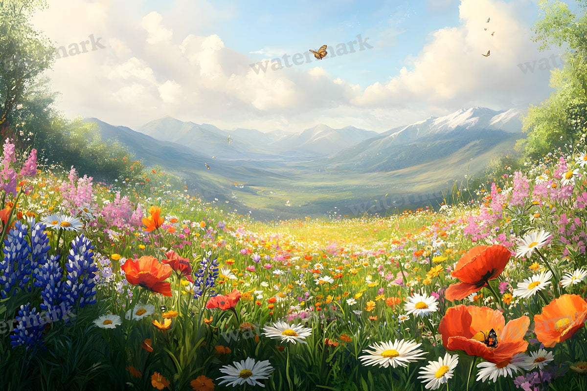 Wildflower Haven Botanical digital photo backdrop for photo editing, preview 7