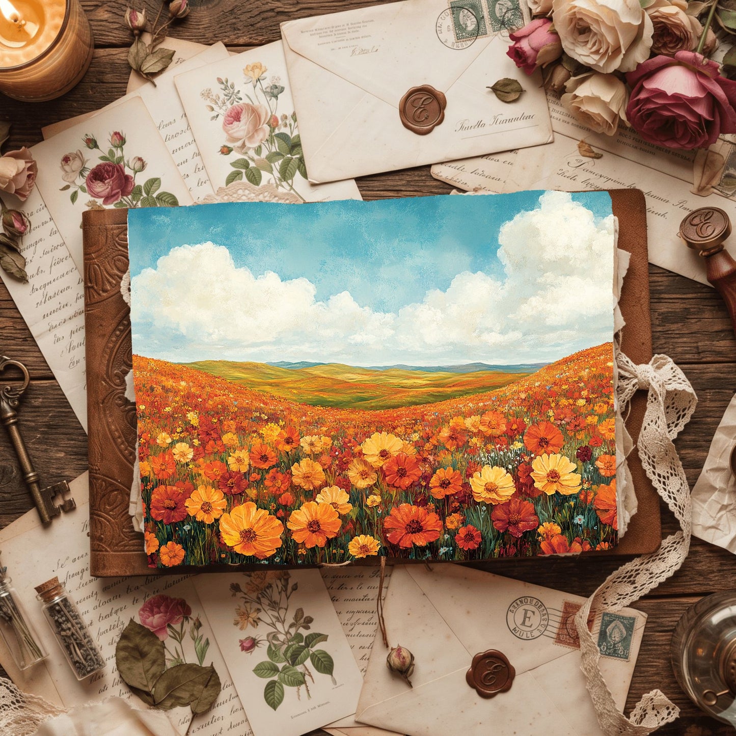 Wildflower Hillside Writing Paper
