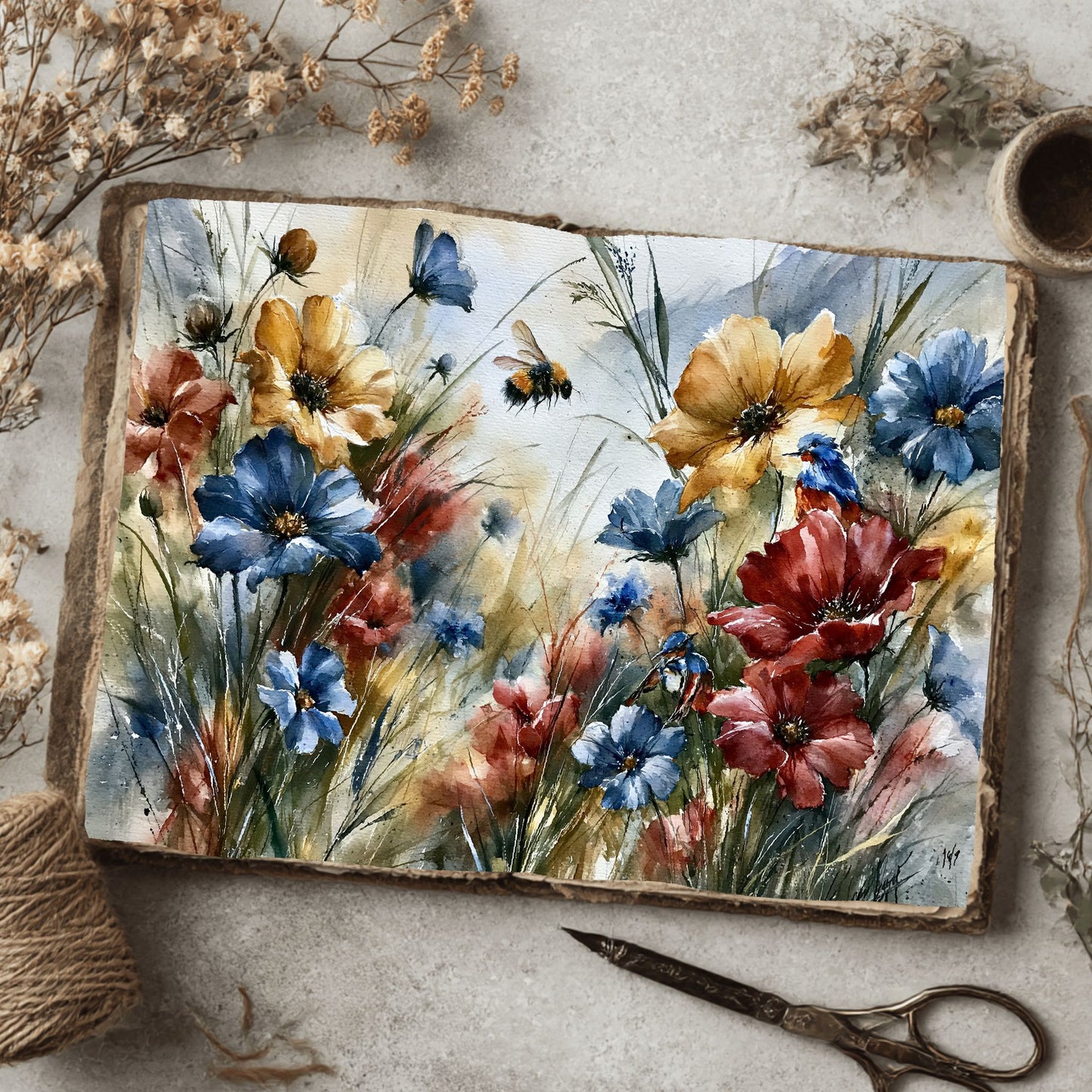 Wildflower Meadow With Honey Bee