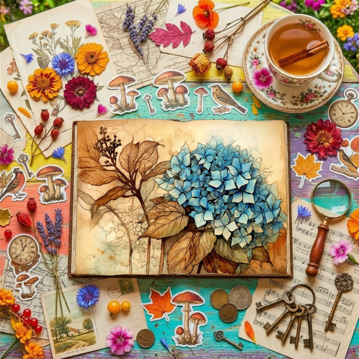 Autumn Hydrangea Digital Papers