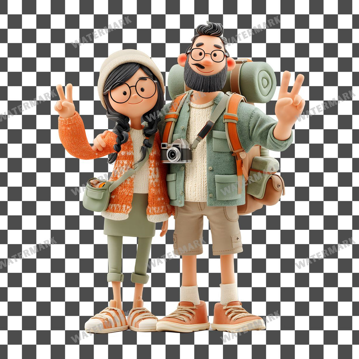 Backpacker Couple Clipart Pngs