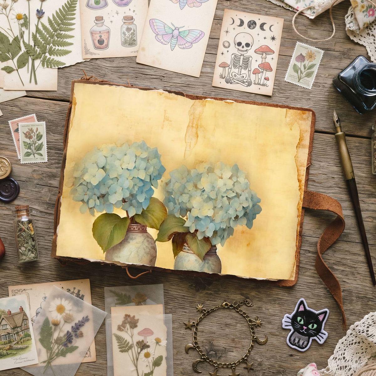 Blue Hydrangea Digital Papers