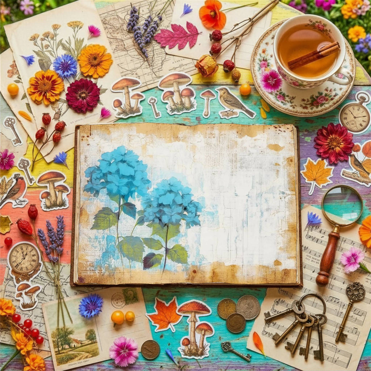 Blue Hydrangea Digital Papers