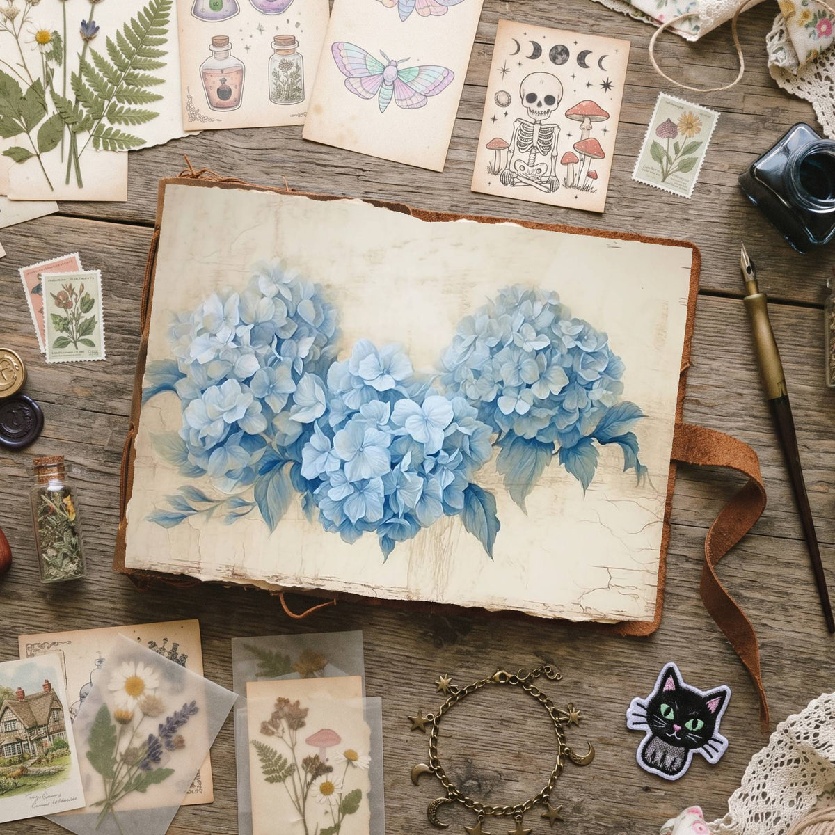 Blue Hydrangea Digital Papers