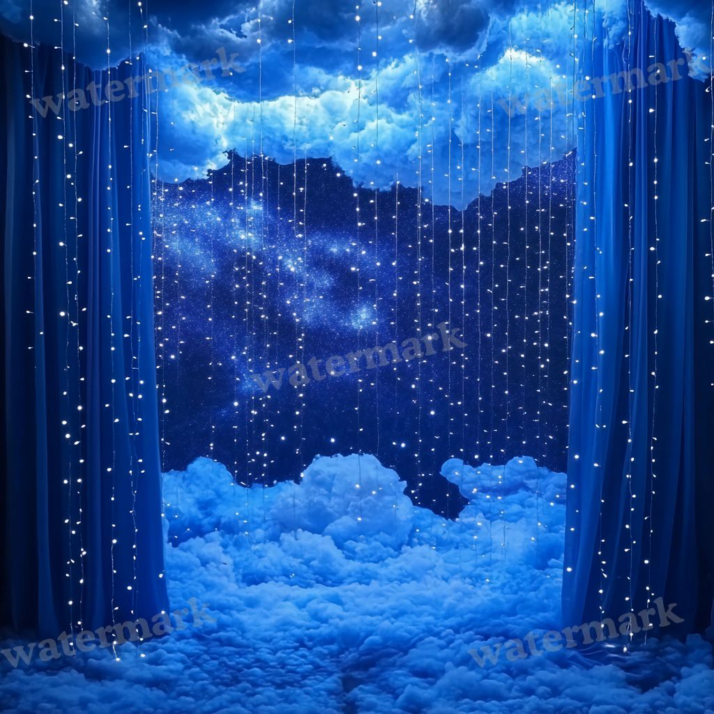 Blue Starry digital photo backdrop for photo editing, preview 6